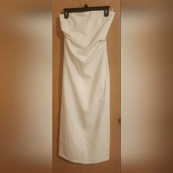 Nwt Zara strapless,white midi dress sweetheart - Picture 2 of 4